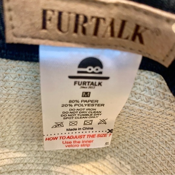 NEW Furtalk Straw Hat Navy Blue Bow Adjustable Size Detachable Chin Strap Paper - Picture 13 of 16